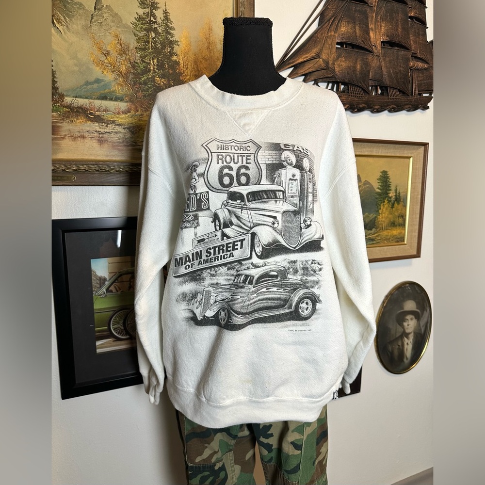 Vintage 1990s Main Street of America Classic Cars Crewneck Sweatshirt
